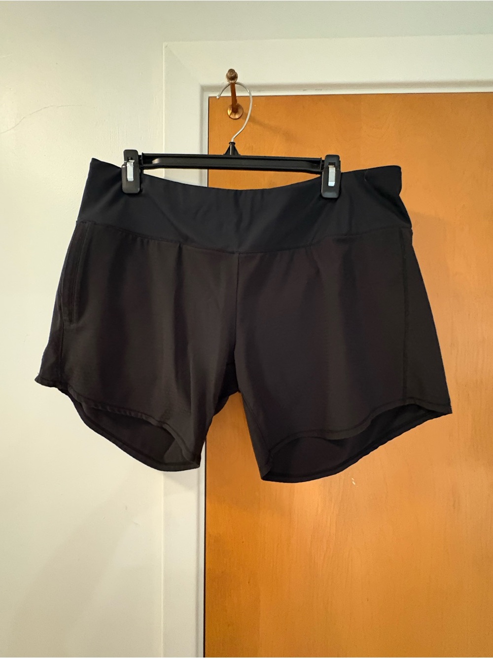 Oiselle Black Athletic Roga Running Shorts with Wide Waistband